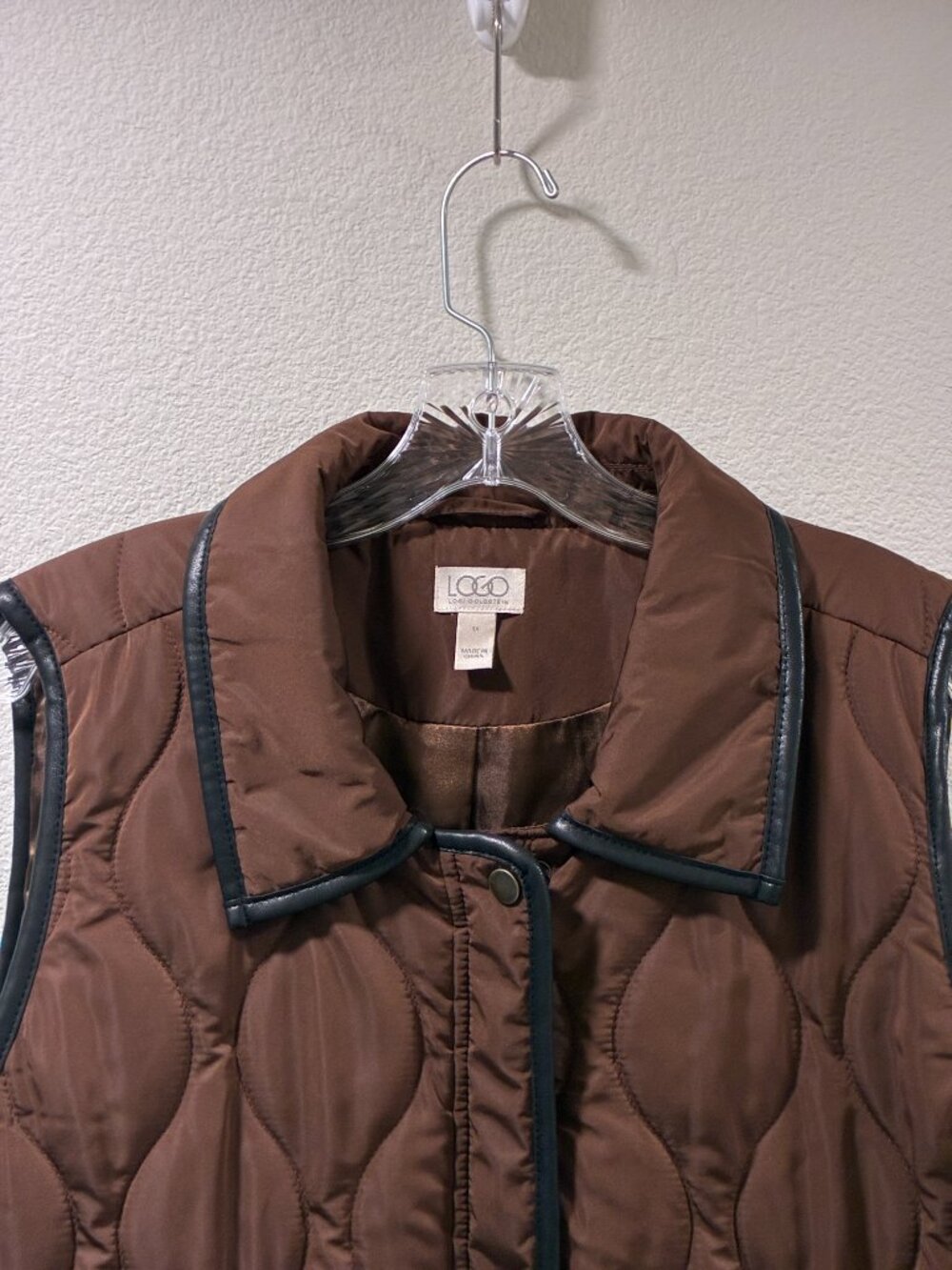 LOGO Lori Goldstein Brown Sleeveless Long Diamond Quilt Puffer Vest Women 1X - Picture 6 of 10